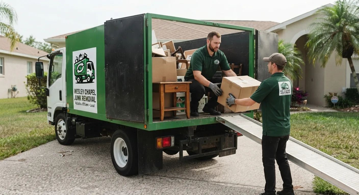 Crew loading furniture into a truck for removal in Wesley Chapel